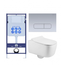 Комплект инсталляции с подвесным унитазом AQUATEK с сиденьем и кнопкой SET AQUATEK ЛУГАНО-014 4в1